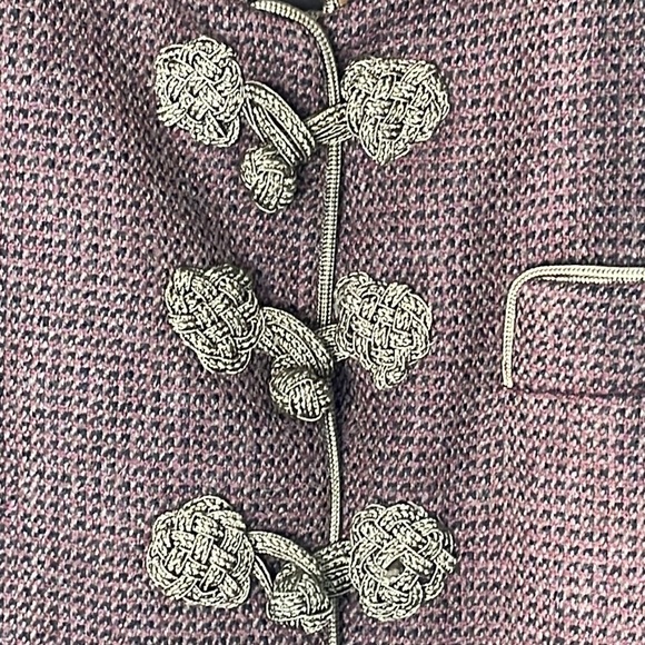 Oscar de la Renta vintage cropped tweed velvet jacket blazer Size 6 - Picture 3 of 10